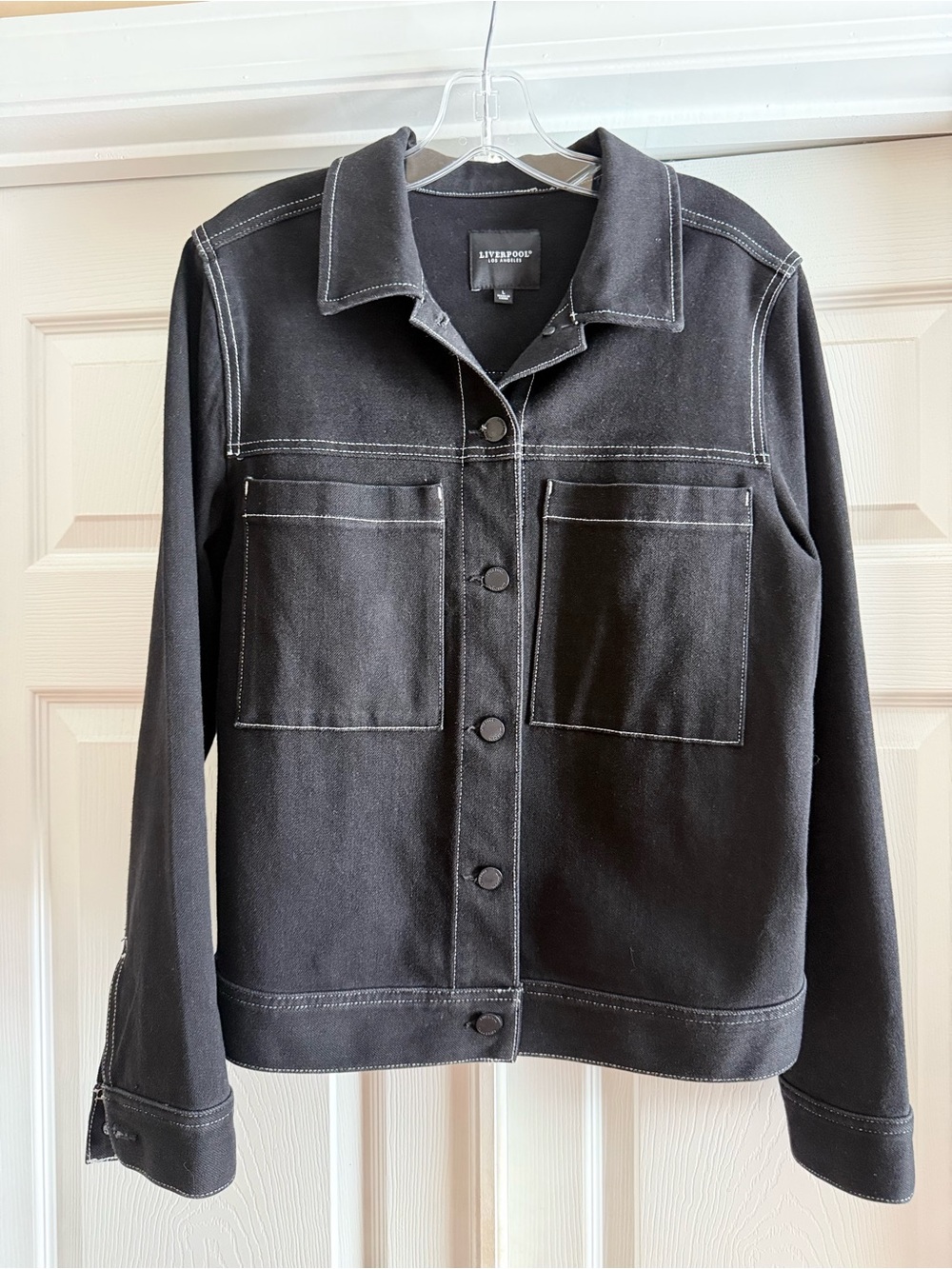Liverpool Black Contrast-Stitch Jean Jacket
